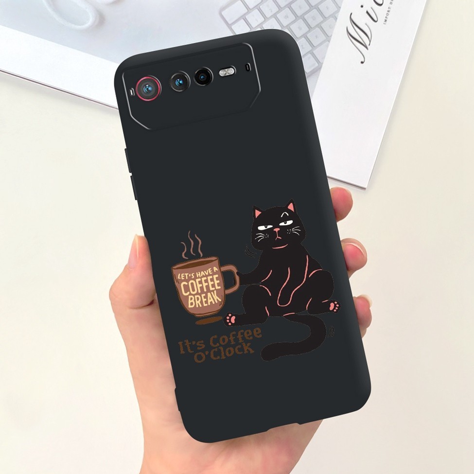 Asus ROG Điện Thoại 6 Ốp Lưng Chống Sốc Thẩm Mỹ Mèo Dễ Thương Gấu Trúc Sơn Đen Silicon Asus ROG Điện Thoại 6 Ốp Lưng Điện Thoại 6.78 ''