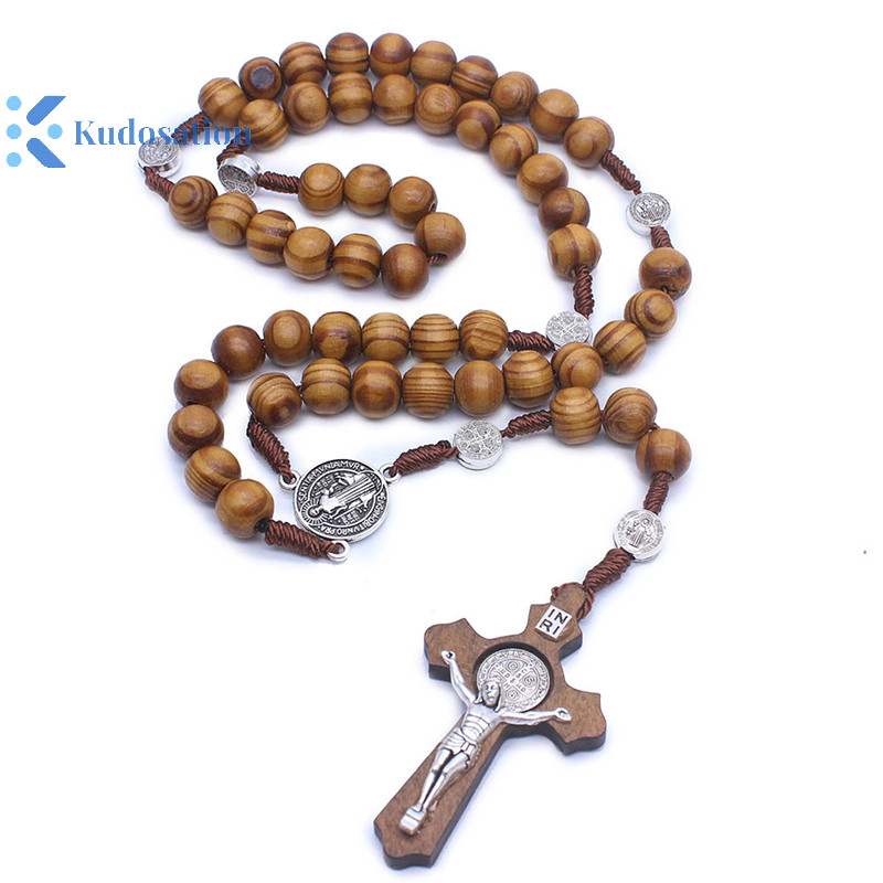 Kudosation Handmade Hạt Tròn Công Giáo Mân Côi Chất Lượng Hạt Vòng Cổ Mặt Dây Tôn Giáo