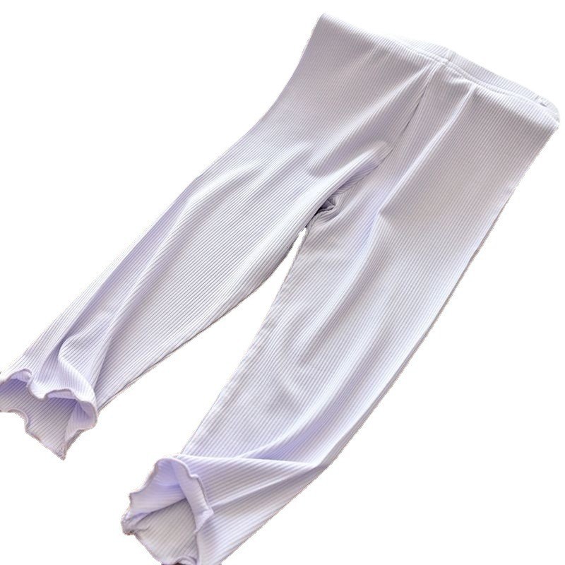Bé Gái Co Giãn Ice Silk Legging Mỏng Macaron Phiên Bản Hàn Quốc Slim-fit Fungus Edge Quần 8FZY