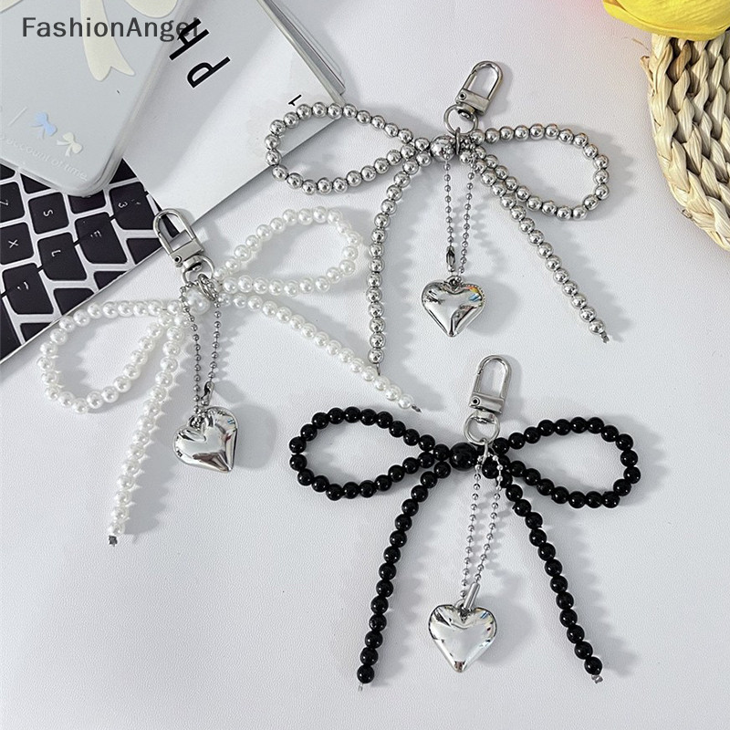FashionAngel Ins Phong Cách Nơ Đính Hạt Ba Chiều Trái Tim Bạc Mặt Dây Chuyền Điện Thoại Vỏ Tai Nghe Túi Quyến Rũ Trang Trí Chìa Khóa Xe Hơi TH