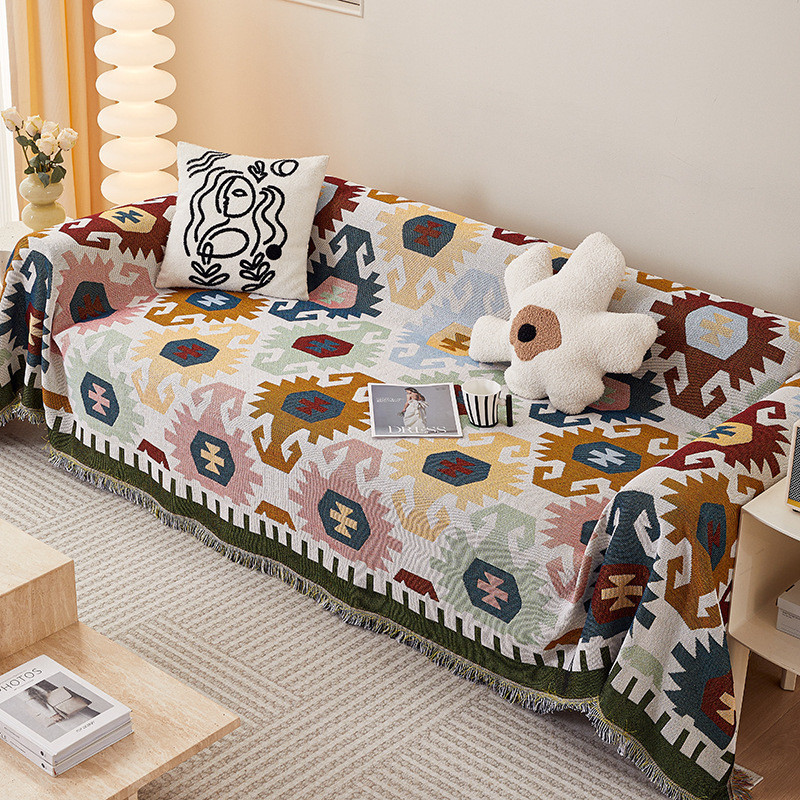 Vỏ sofa tua rua đơn giản hiện đại, Vỏ một mảnh, Chăn sofa chống trượt đa năng dày dặn và chống trầy xước cho mèo, Thích hợp cho ghế sofa hình chữ L