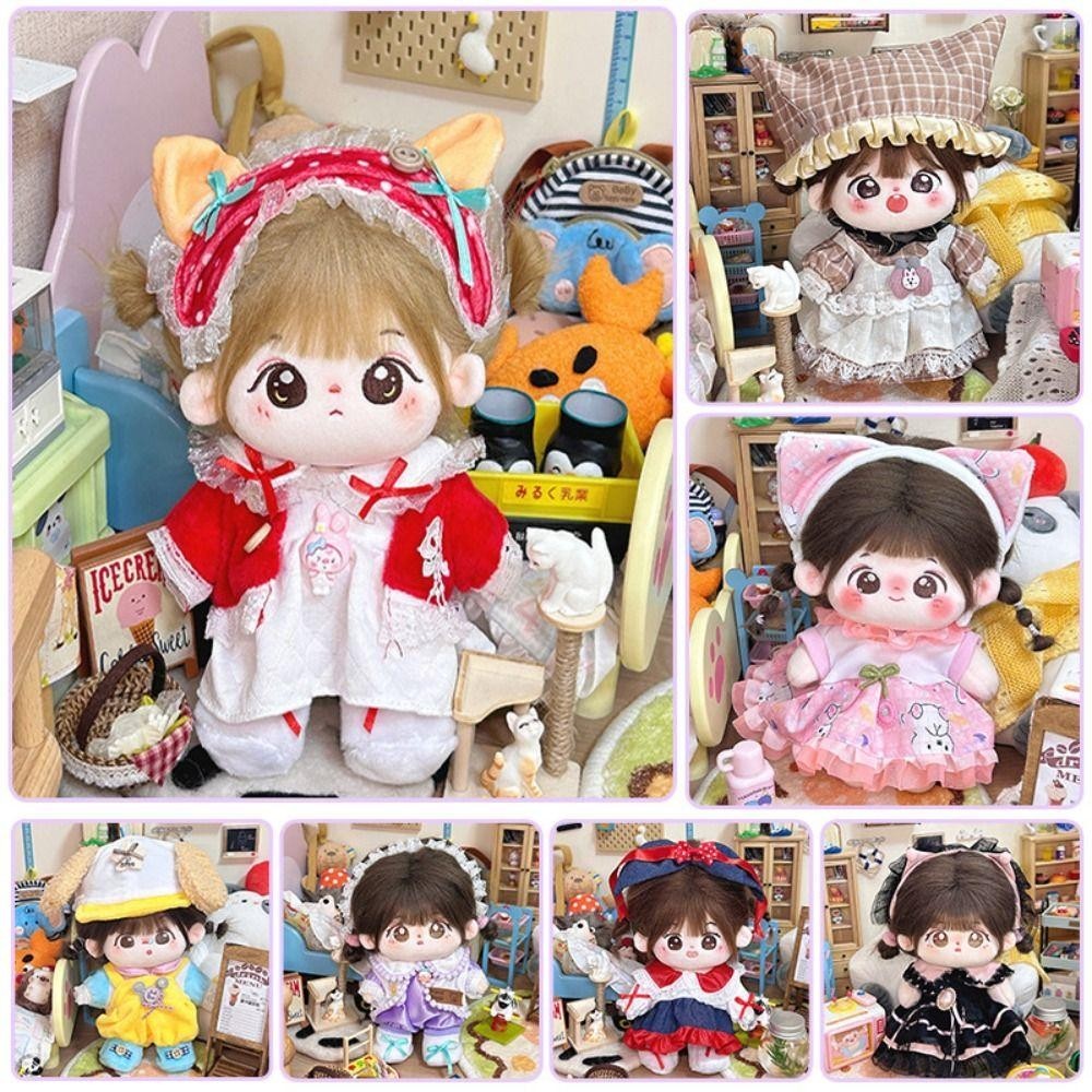 Flazea Búp Bê Dress up, 20cm Búp Bê Cotton BJD Mũ Búp Bê, Phim Hoạt Hình OB11 Quà Tặng Băng Đô Quấn Tóc Ngọt Ngào Đồ Chơi Sang Trọng