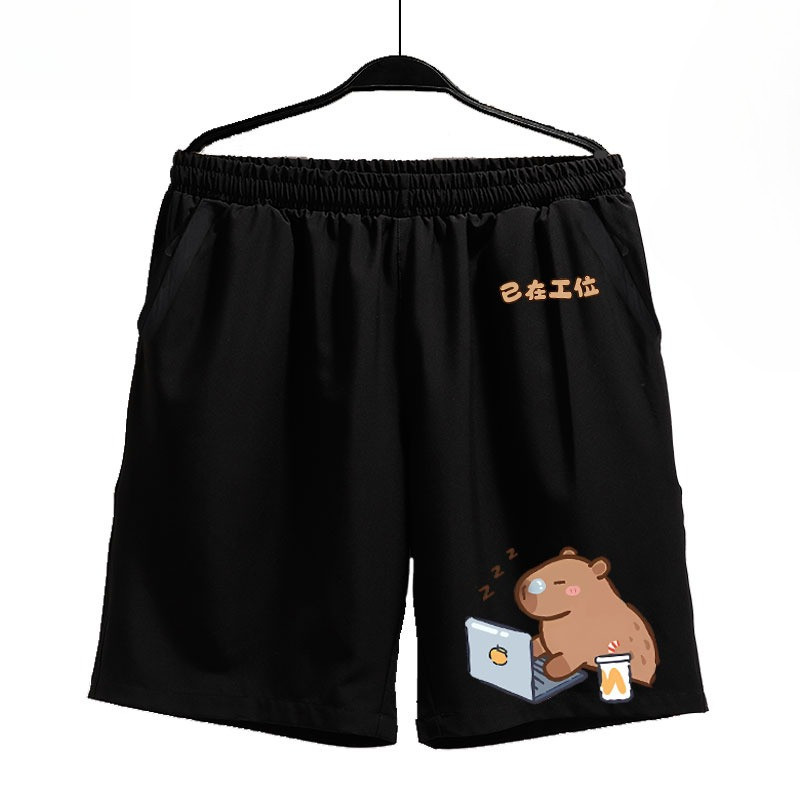 Bộ sưu tập biểu tượng cảm xúc Capybara Quần khô nhanh cho bé trai Quần short trẻ em với thiết kế hoạt hình dễ thương