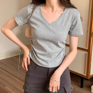 Áo Thun Tay ngắn babytee cổ tim rúm eo