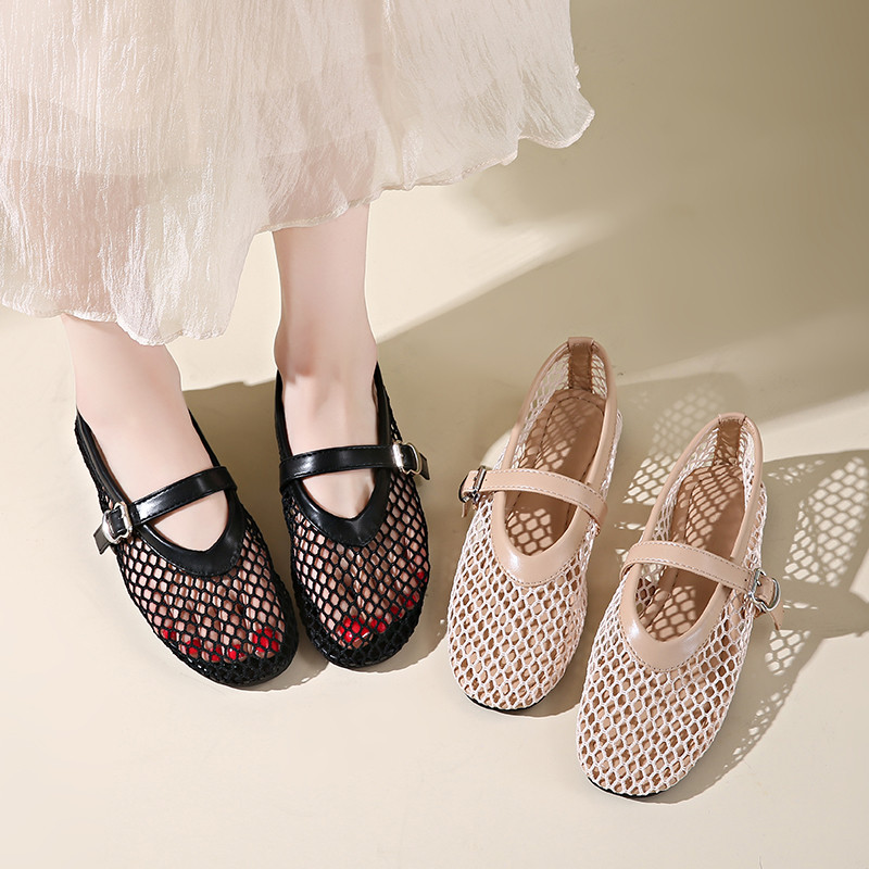 Atikota Thời Trang Nữ Mary Jane Lưới Sandal Phong Cách Đơn Giản Thoáng Khí Mềm Mại Thoải Mái Dép