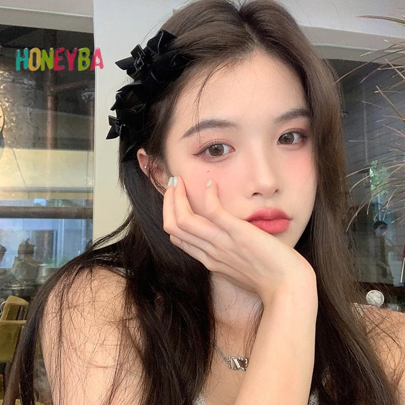< Honeyba > 1 Nơ Ngọt Ngào Tóc Nhỏ Vuốt Kẹp Công Chúa Nhung Nơ Vuốt Kẹp Mũ Bé Gái Nữ Hàn Quốc Phụ Kiện Tóc