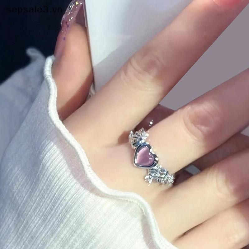 # sepsale # Nhẫn Trái Tim Thời Trang Mắt Đào Trái Tim Nữ Có Thể Điều Chỉnh Nhẫn Thời Trang Tinh Tế Tiệc Cưới Món Quà Trang Sức.