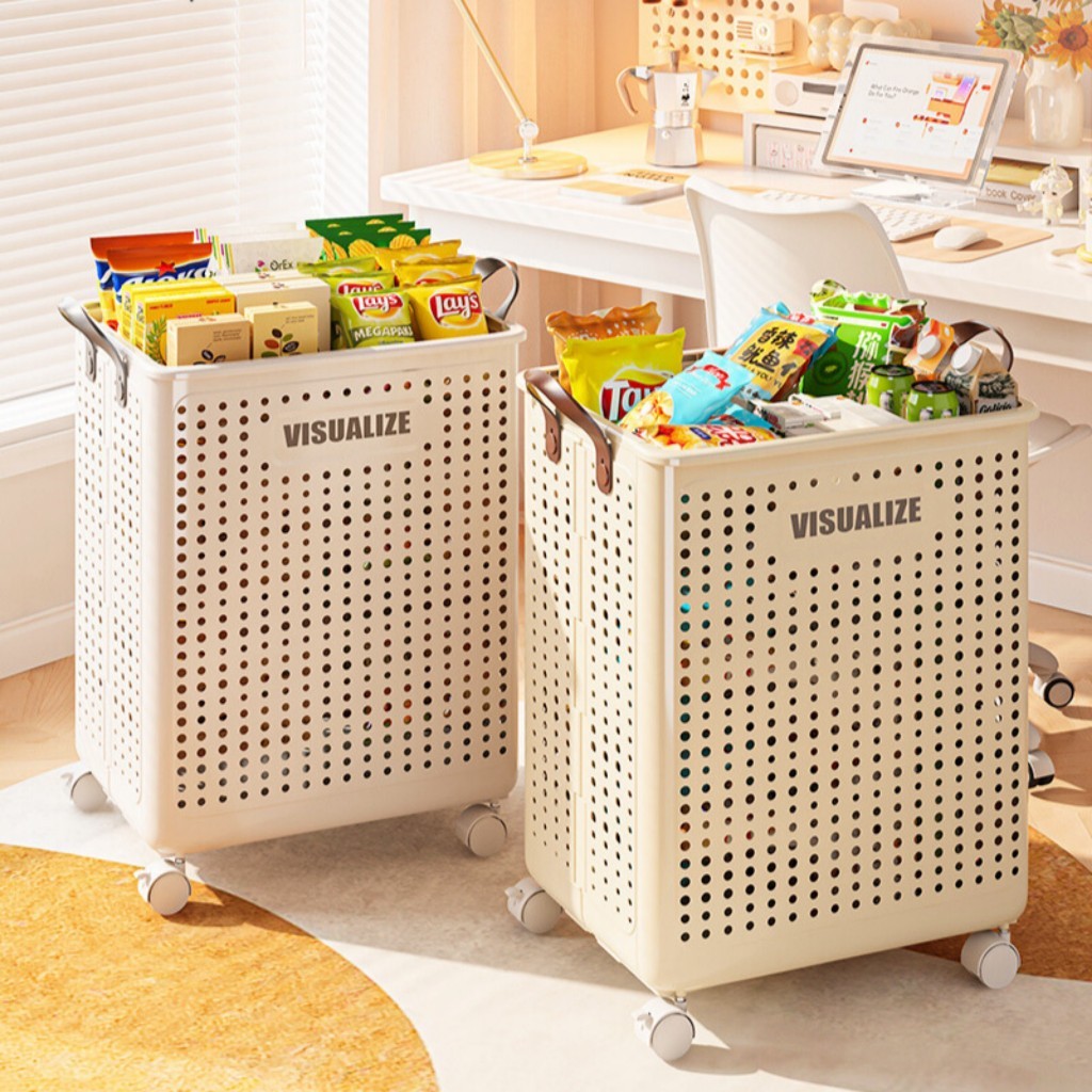 Giỏ Nhựa Đựng Đồ Enoda Home, Giỏ Đựng Đồ Gia Đình Có Bánh Xe, Có Thể Gấp Gọn Màu Sắc Tươi Sáng Q046