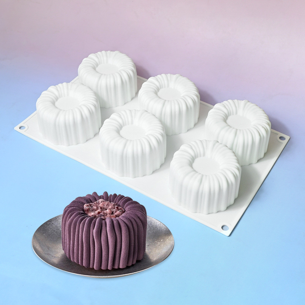 6 Khoang Charlotte Mousse Bánh Khuôn Rãnh Hình Trụ Mousse Món Tráng Miệng Silicon Khuôn Socola Nến Thạch Cao Khuôn Trang Trí Bánh Dụng Cụ Nướng Bánh
