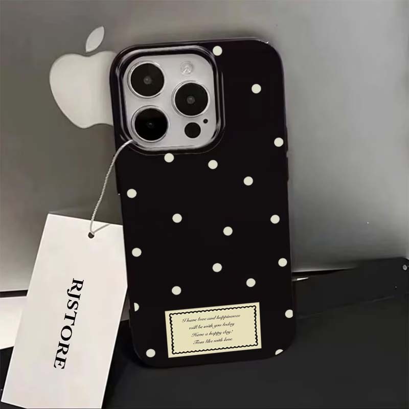 Ốp Điện Thoại Chấm Bi Màu Đen Cho iPhone 16 Pro Max 15 14 13 12 11 X XR XS Max 16E 7 8 Plus SE2020 Vỏ Mềm Chống Sốc