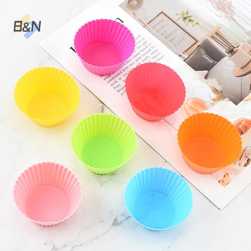B & N 7 Cái / lốc Cốc Bánh Silicon Hình Tròn Muffin Cupcake Khuôn Nướng Bánh Nhà Bếp Đồ Dùng Nấu Ăn Dụng Cụ Trang Trí Bánh.