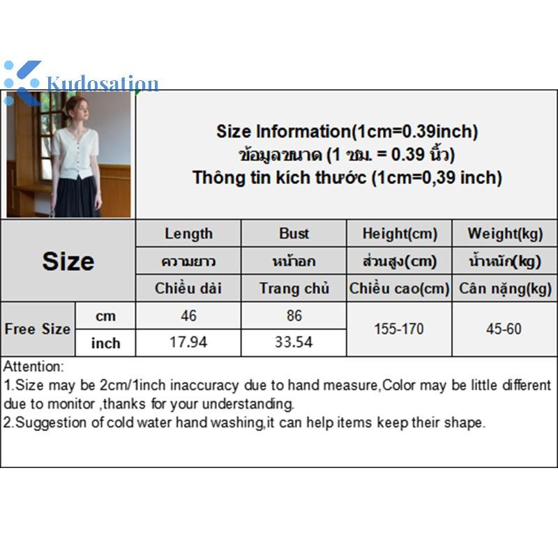 Kudosation Hàng Mới Về Cổ Chữ V Nút Slim Fit Dệt Kim Tay Ngắn Cardigan Áo Thun Nữ Đẹp