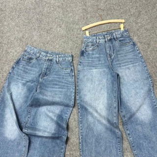 Quần Jean Bigsize Nữ Wash Bụi Dáng Quần Ống Suông Dài Sành Điệu Cho Chubby 50-95kg