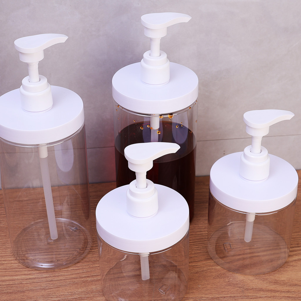 [3-5 ngày đến] Chai đựng máy bơm PET 500ml-1000ml có lỗ mở lớn, Hộp đựng có thể đổ lại bền bỉ để làm kem dưỡng da dầu gội, Chai du lịch chống rò rỉ Thiết yếu trong phòng tắm