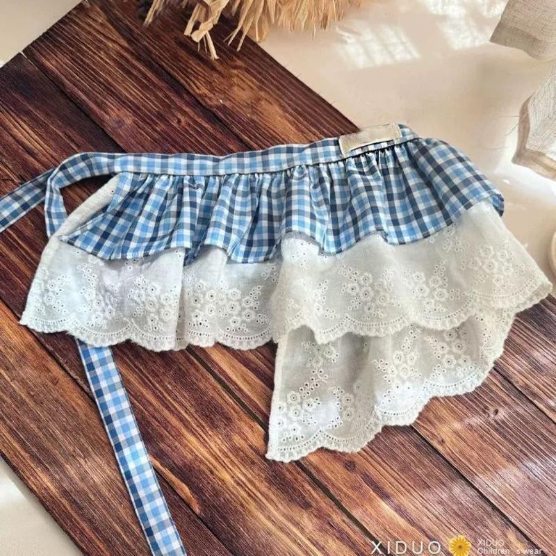 Bé Gái Ngọt Ngào Ren Lớp Rèm Đánh Hơi Mùa Hè Màu Xanh Khâu Xếp Ly Váy Bánh