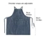 Tạp dề denim nữ DELMER, Tạp dề quảng cáo chống dầu denim đã giặt, Túi giải trí Làm dày thợ cắt tóc Quần áo làm việc tại nhà bếp