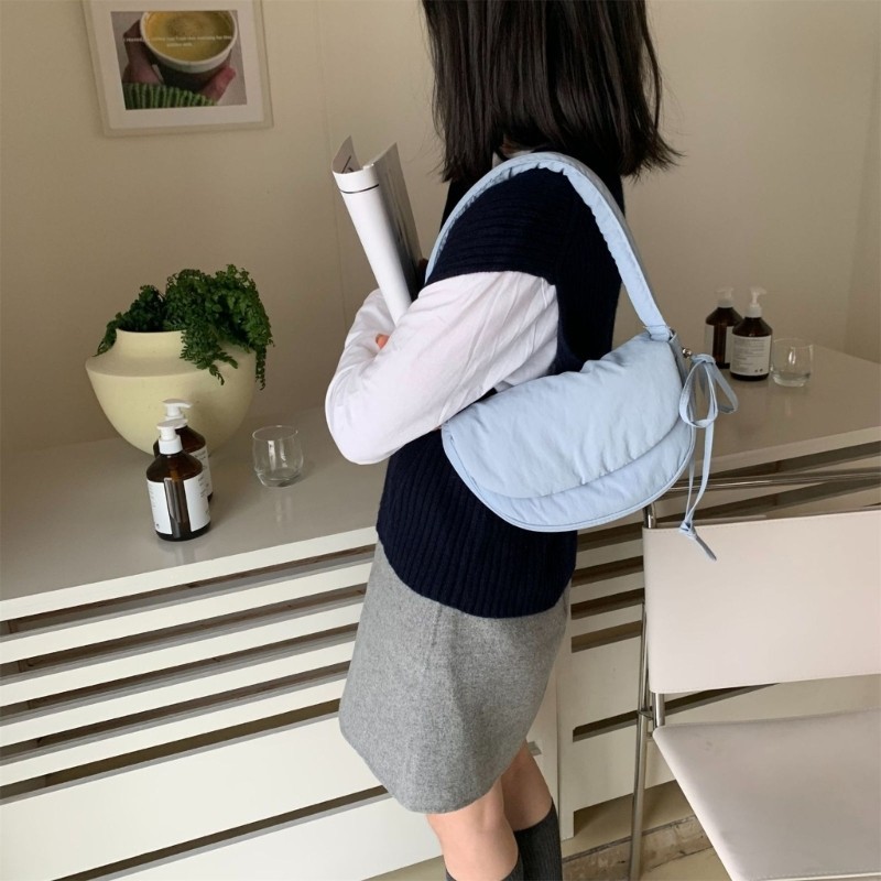 Túi đeo vai nữ đa năng FL Túi xách Nylon mềm Túi đeo chéo có dây rút
