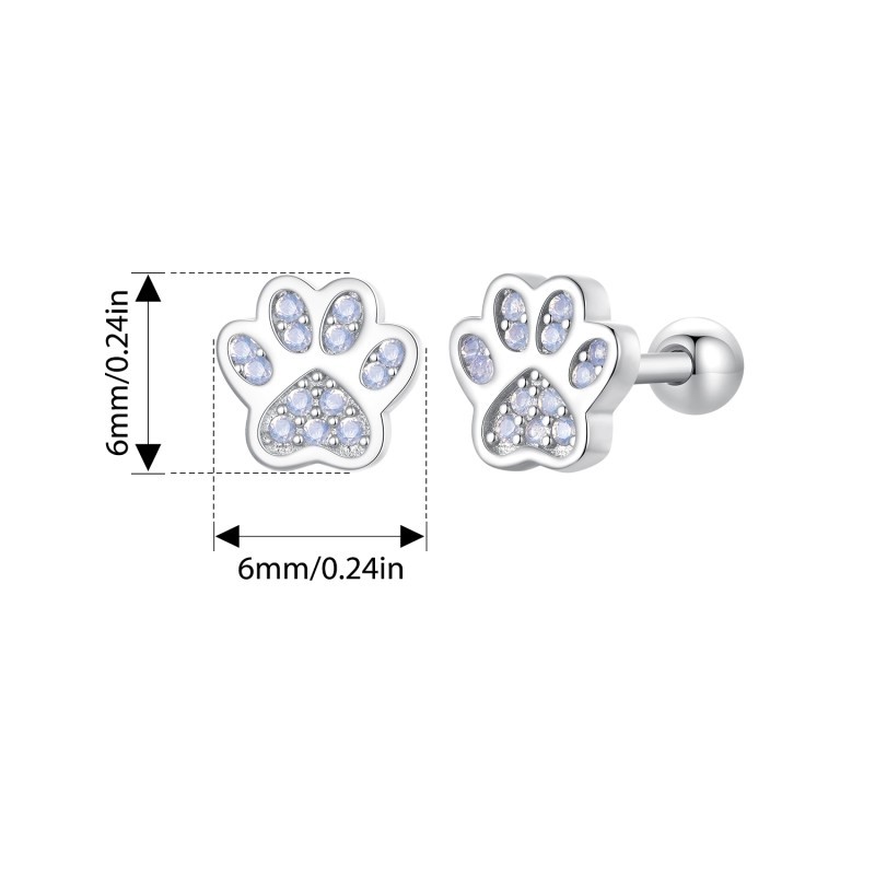 Bamoer 925 Sterling Sliver Bông Tai Thú Cưng Paw Deisign Dễ Thương Hàng Ngày Ocassion Trang Sức Quà Tặng Cho Nữ Bé Gái Học Sinh
