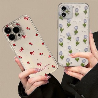 Vỏ Hoa Tulip Nơ Dễ Thương Cho Samsung Galaxy A25 A42 A51 A52 A53 A52S A71 A72 A73 J4 J6 PLUS J7 J2 Prime G530 Ốp Điện Thoại TPU Mềm Trong Suốt