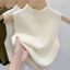 Áo len dệt kim YRBWD, Áo ba lỗ cổ nửa cổ không tay, Áo hai dây giảm béo màu trơn thời trang dành cho nữ