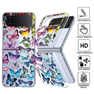 Ốp Điện Thoại Trong Suốt Họa Tiết Hoa Dễ Thương Cho Samsung Galaxy Z Flip 5 Z Flip 4 Flip 3 Trong Suốt Cứng Gấp Cho Samsung Z Flip5 Flip4 Flip3 Cover