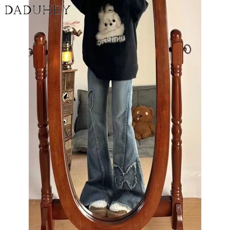 Ảnh DaDuHey New American Ins High Street Retro Micro-flare Jeans Niche High Waist Wide Leg Pants plus Size Trousers 2