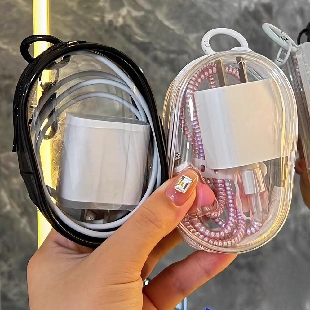 Hộp lưu trữ cáp dữ liệu rõ ràng Vỏ bảo vệ cáp di động Lưu trữ túi đựng tai nghe du lịch ngoài trời