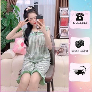 Set lụa hàn sọc caro màu sắc trẻ trung năng động (freesize <52kg)