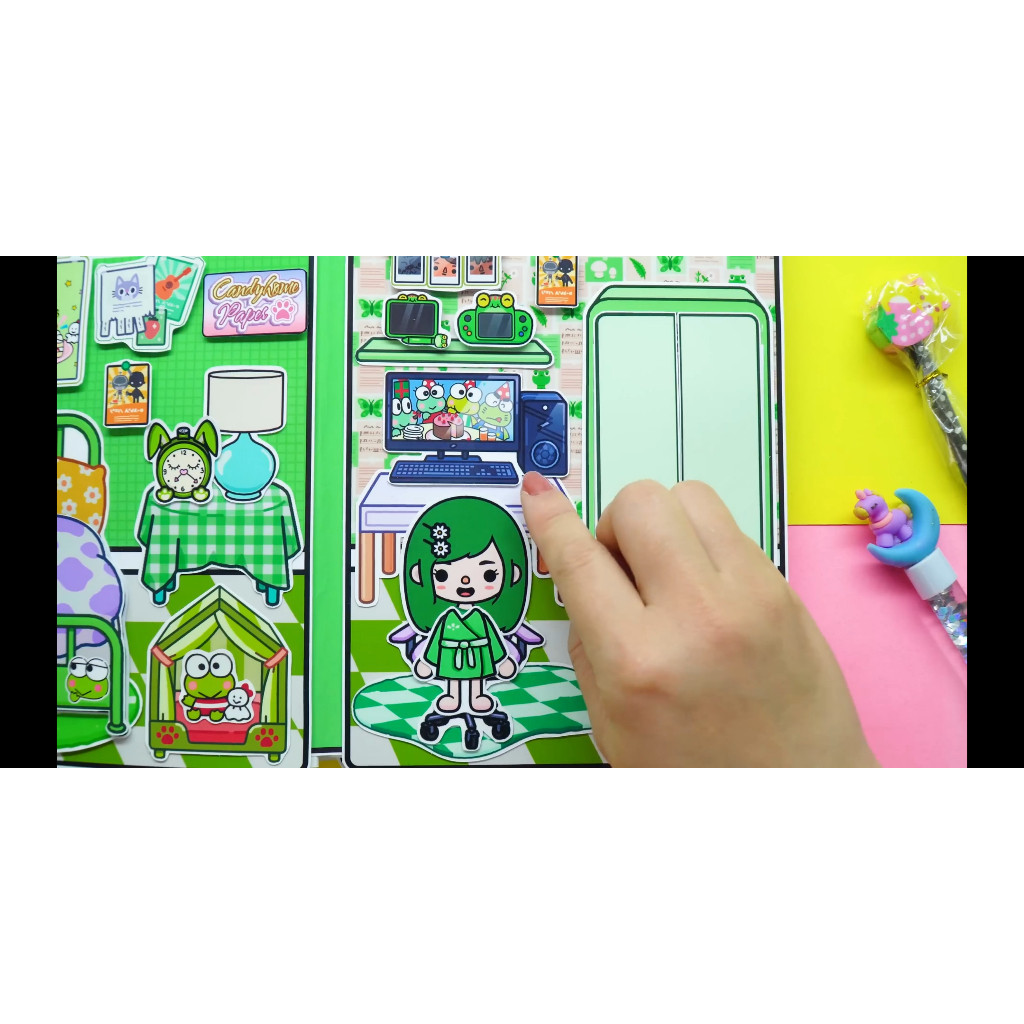 Ngôi nhà của bé Keroppi Green House In Quiet Book ngôi nhà giáy dồ chơi búp bê cho bé gái cô tiên xanh