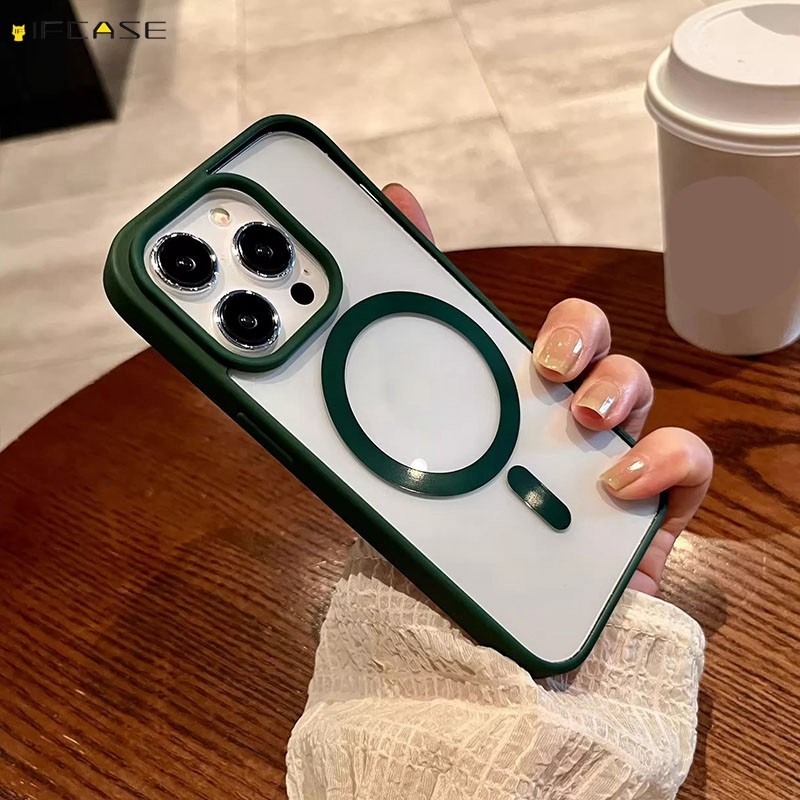 Ốp Từ Tính Tương Thích Cho iPhone 15 14 Plus 13 Mini Pro Max Ốp Điện Thoại Thu Hút Từ Tính Nhiều Màu Sắc Chống Rơi Chống Sốc Trong Suốt Đơn Giản Vỏ Acrylic Cứng Ốp Lưng