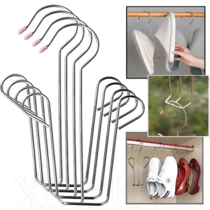 Móc phơi giày bằng thép không gỉ - Móc treo di động, chống gió, đa chức năng - Có thể xếp chồng lên nhau, không đục lỗ, tiết kiệm không gian - Dành cho khăn, dây buộc, tất - Giá đựng giày - Kệ thoát nước