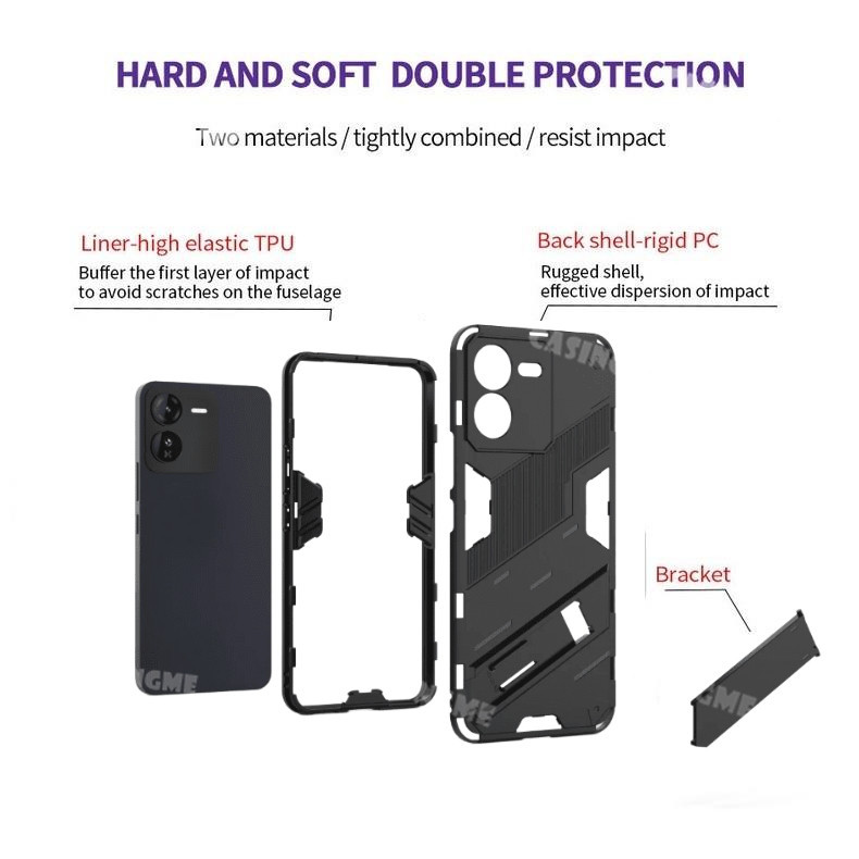Ốp Điện Thoại Chống Sốc IQOO Z9x 5G 2024 Cho IQOO Z9x IQOOZ9x Z9 Z 9 X 9X 9Z IQOOZ9 5G 4G 2024 Vỏ Bảo Vệ Giá Đỡ Giáp 3D Giá Đỡ Ốp Lưng Cứng