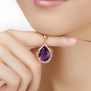 Dây chuyền thạch anh tím 18K hồng vàng, sang trọng và thời trang