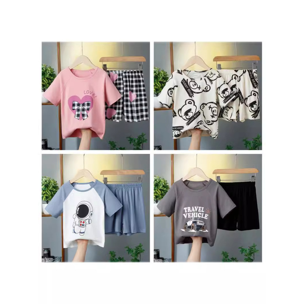 Trẻ Em Nguyên Chất Cotton Ngắn Tay Phù Hợp Với Raglan Bé Gái Bé Trai Trung Lớn Trẻ Em Mùa Hè Mỏng Rời Phong Cách Phương Tây Phù Hợp Với 100-180 Kích Thước NOZ2