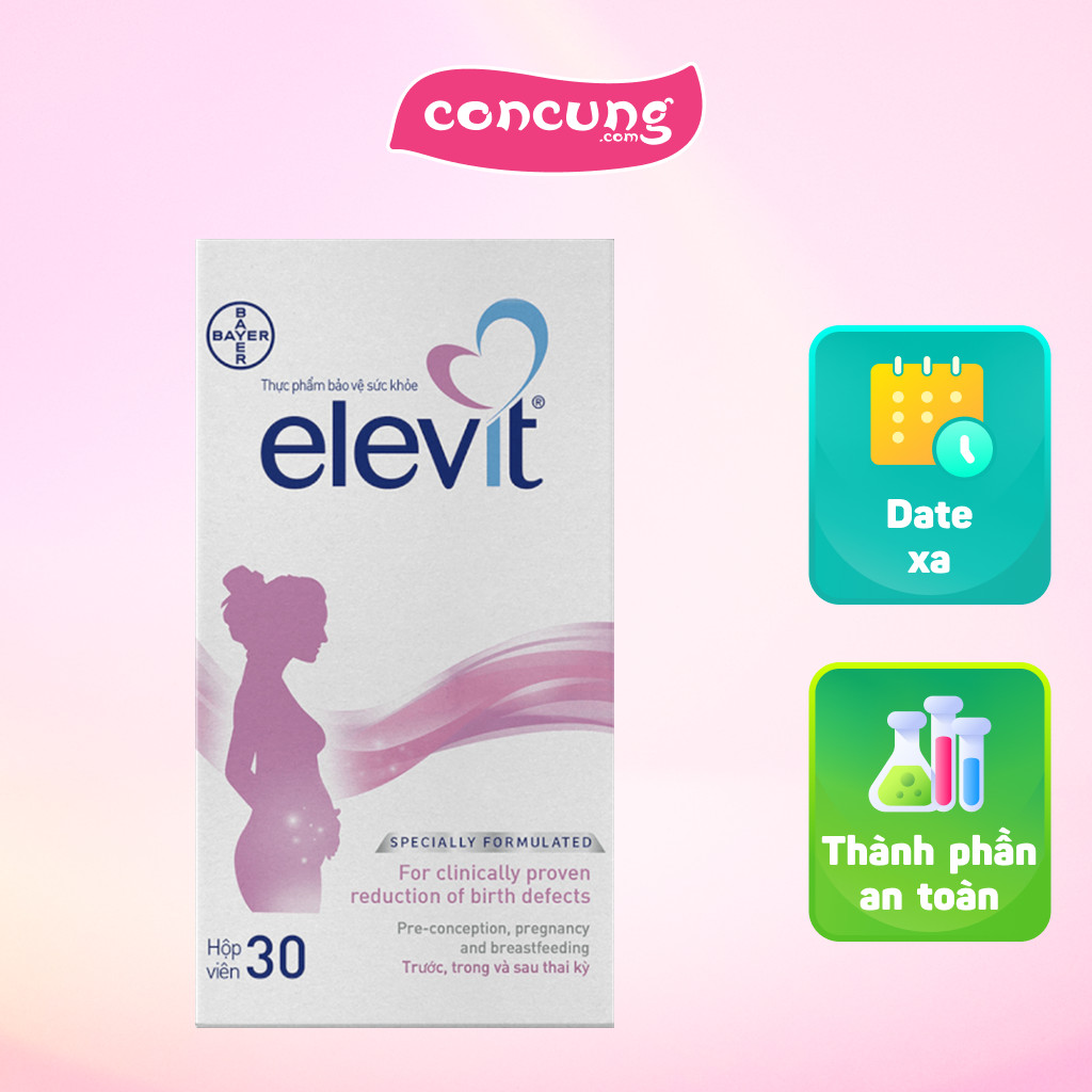 Viên uống Elevit Bayer bổ sung acid folic, sắt và các vitamin, khoáng ...