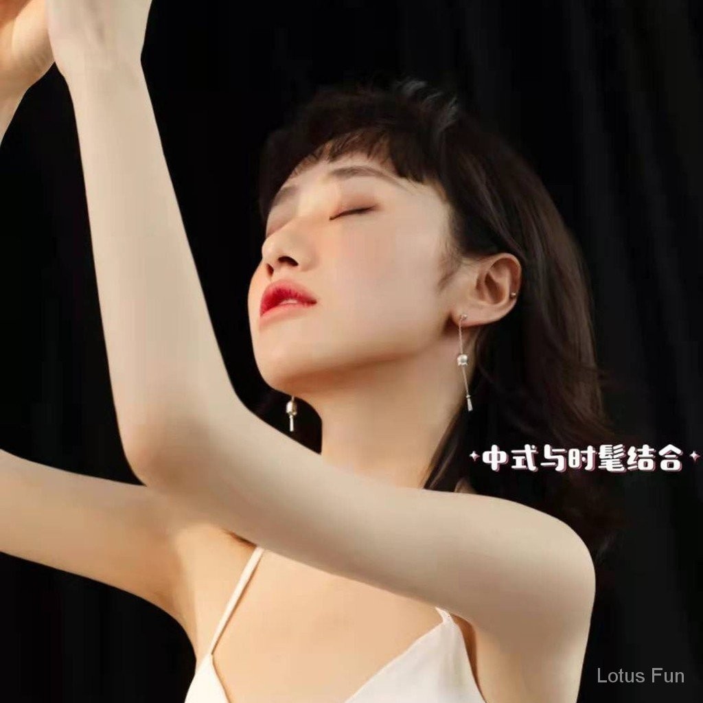 Bông Tai Bạc 925 Kim Đẹp Chuông Gió Nữ Phong Cách Trung Hoa Đồng Hồ Buổi Tính cách bất đối xứng Chuỗi tai