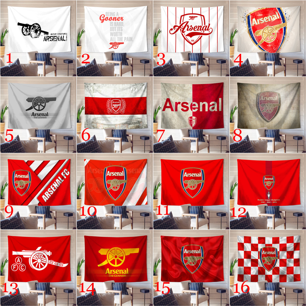 Arsenal F.C. Logo Tấm Thảm Treo Tường Có Kẹp Tấm Thảm Polyester Phòng Ngủ Treo Tường Tấm Thảm Trang Trí Nhà Cửa