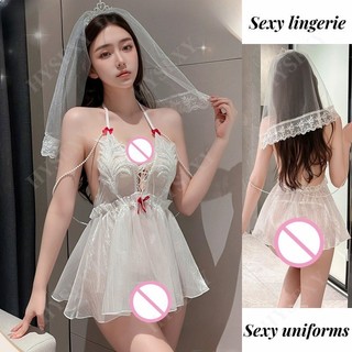 Phụ Nữ Nhìn Xuyên Qua Lưới Cô Dâu Cosplay Gợi Cảm Dây Đeo Ren Váy Cưới Công Chúa Ngọt Ngào Đồng Phục Bộ XN02