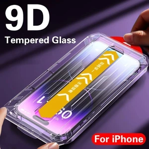 1 Chiếc Bảo Vệ Màn Hình Cho IPhone 14 13 12 11 Pro Max Mini Kính Cường Lực Cho IPhone Xs Max XR X 8 Plus Lắp Đặt Bộ Dụng Cụ Loại Bỏ Bụi Tự Động