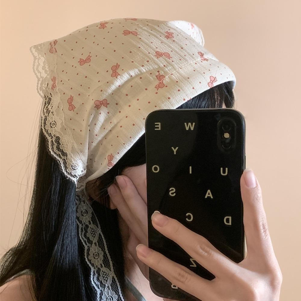 Băng đô khăn quàng cổ tam giác TRACELIOIAN, Băng đô xếp hình tam giác phong cách Pháp hoa, Băng đô chống nắng thời trang Ren chống nắng Headwrap Girls