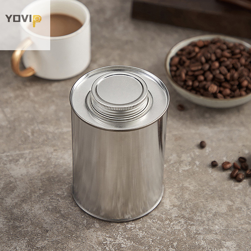 Yovip Bạc Tròn Cà Phê Đậu Bảo Quản Có Thể Nhà Bếp Nắp Vít Cà Phê Đường Thiếc Tổ Chức Hộp Đựng Bao Bì VN