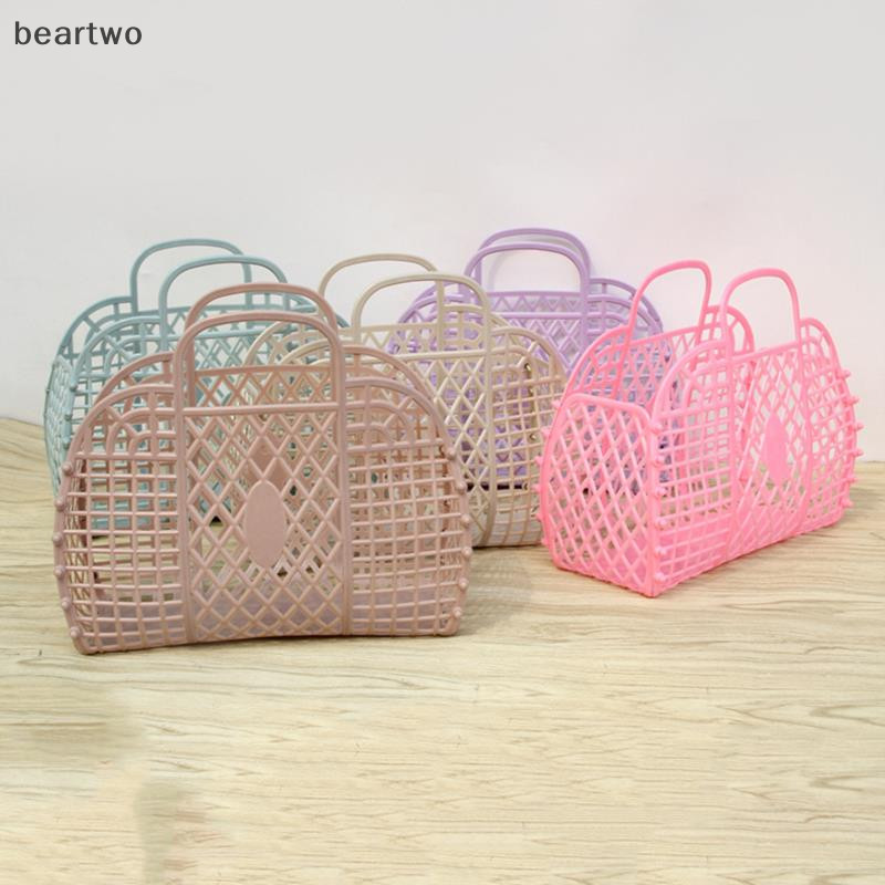 < Beartwo > Túi dung tích lớn Túi Tote cầm tay thạch rỗng Giỏ đựng đồ có thể tái sử dụng và dễ dàng làm sạch đẹp