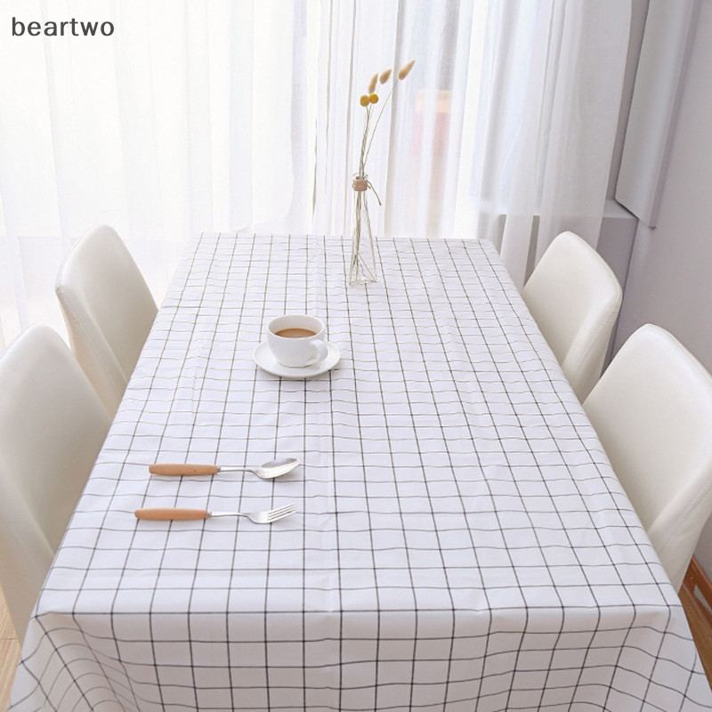 < Beartwo > 137X90CM PEVA Khăn trải bàn chống dầu chống thấm nước Khăn trải bàn họa tiết kẻ sọc Khăn trải bàn cho bữa tiệc Vải dã ngoại ngoài trời Đẹp