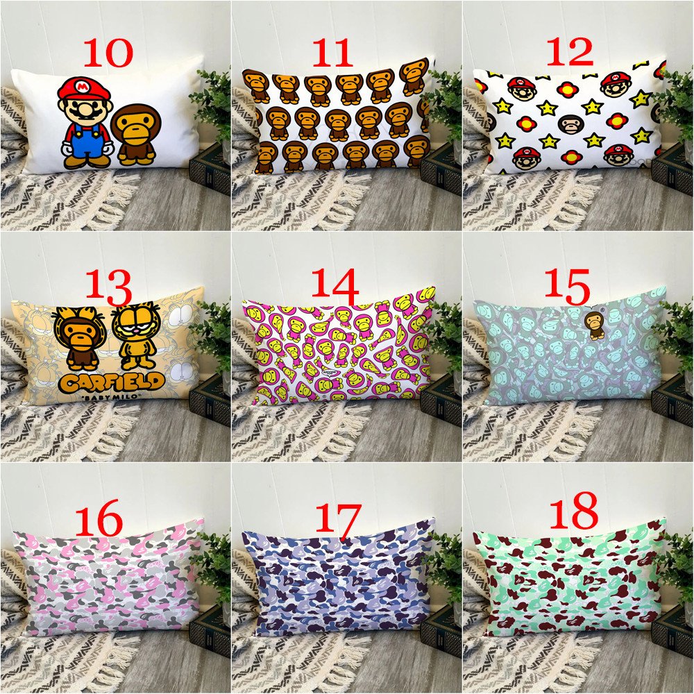 Baby Milo Bape Vỏ Gối Hình Chữ Nhật In Hình Một Mặt Đệm Polyester Trang Trí Nhà Cửa Món Quà Tốt Nhất (Không Có Lõi)