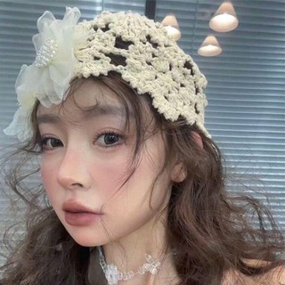 Mũ dệt kim Skullies ren thoáng khí, phong cách hoa, phù hợp mùa hè