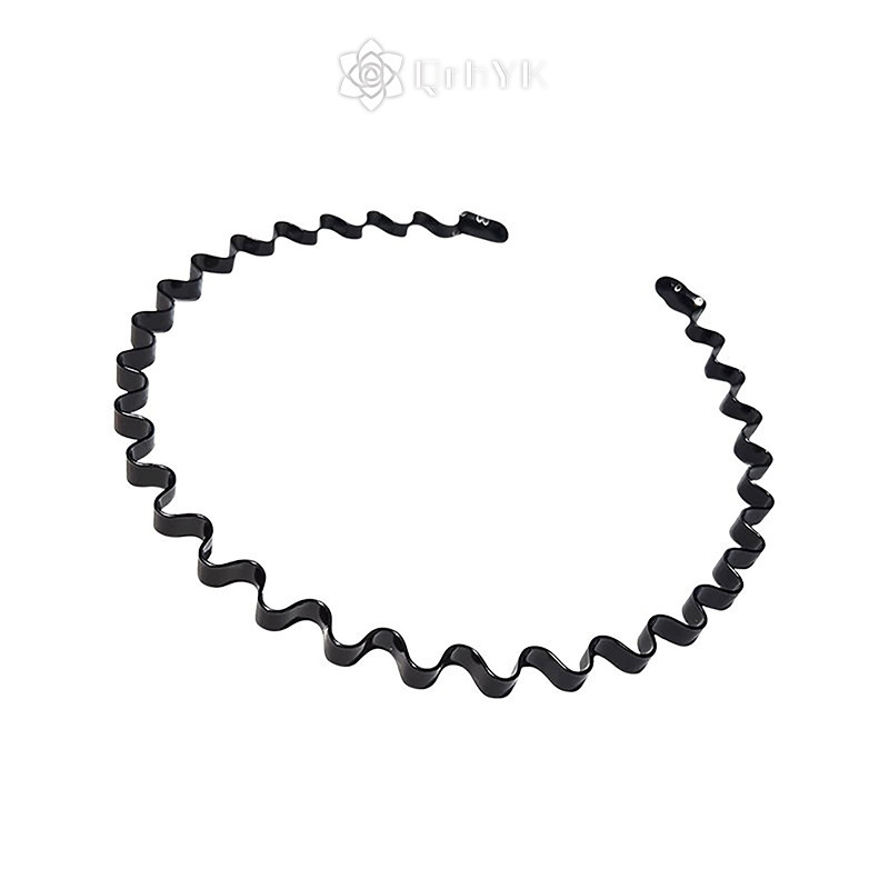 Qrhyk Kim Loại Dành Cho Nam Nữ Unisex Sóng Đen Mùa Xuân Thể Thao Vòng Kẹp Đơn Giản Phụ Nữ Phụ Kiện Mới