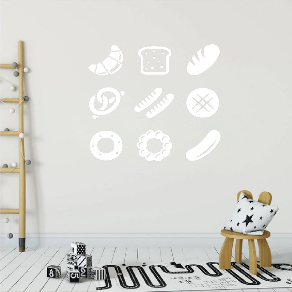 Ăn Nhẹ Bánh Mì Vinyl Dán Tường Bakehouse Nướng Bánh Mì Bánh Nướng Bánh Donut Món Tráng Miệng Cửa Sổ Kính Decal Nhà Bếp Nhà Hàng Bữa Sáng Ký Trang Trí Nhà Bức Tranh Tường