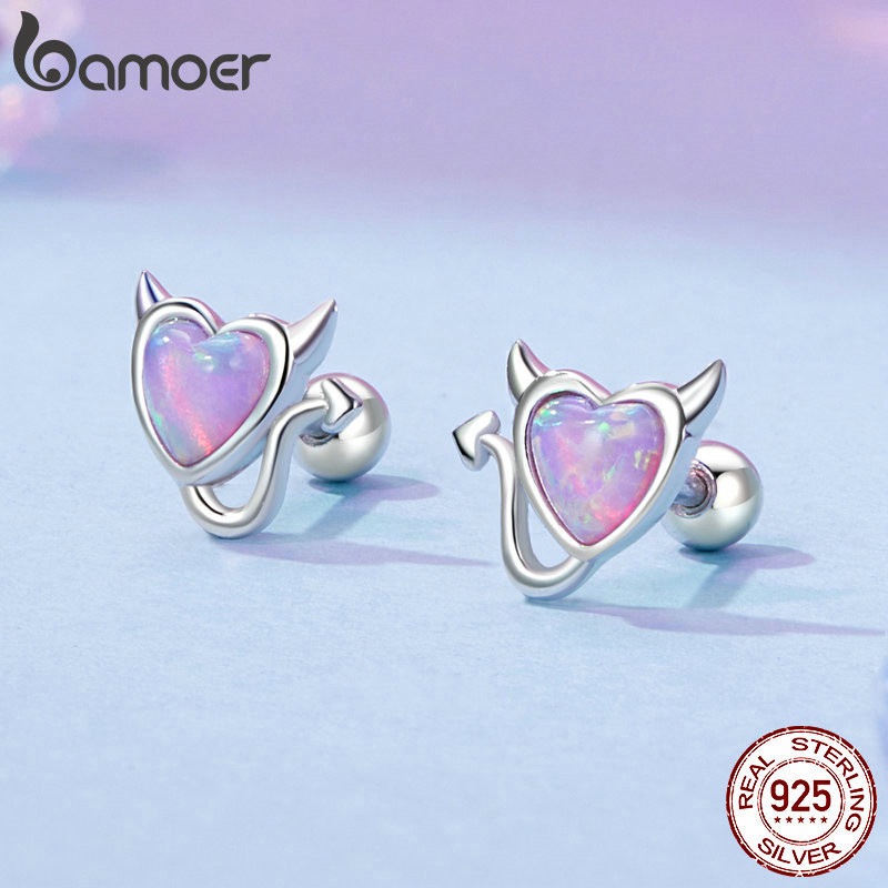 Bamoer 925 Sterling Sliver Studs Bông Tai Opal Quỷ Trang Sức Quà Tặng Cho Nữ