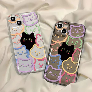 Ốp điện thoại mèo toàn màn hình Vỏ không gian Lỗ chính xác Thích hợp cho Apple iPhone15 / 14Promax Vỏ điện thoại 13 / 12 Vỏ không gian 11 / XSMAX Cao su mềm phong cách mới