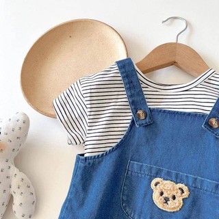 Bộ quần yếm Denim cho bé Bộ quần áo mùa hè cho bé sơ sinh Quần áo liền quần siêu dễ thương Bộ áo liền quần cho bé Onesie